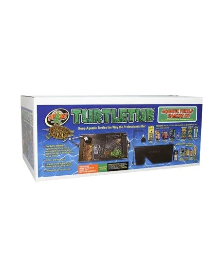 TurtleTub Aquatic Turtle Habitat Kit with filter, basking platform, and accessories for turtle care